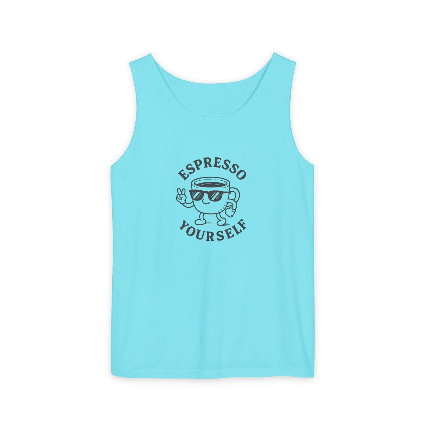 Espresso Yourself Tank Top - Unisex Garment-Dyed Top, Coffee Lover Gift, Summer Essential, Cute Casual Wear, Funny Quote Apparel