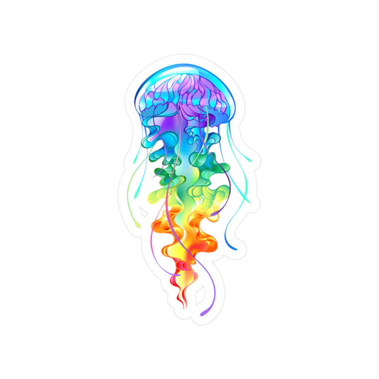 Rainbow Jellyfish Window Decal, Colorful Vinyl Sticker for Home Decor, Laptop Decoration, Eco-Friendly Art, Fun Gift Idea, Underwater Theme