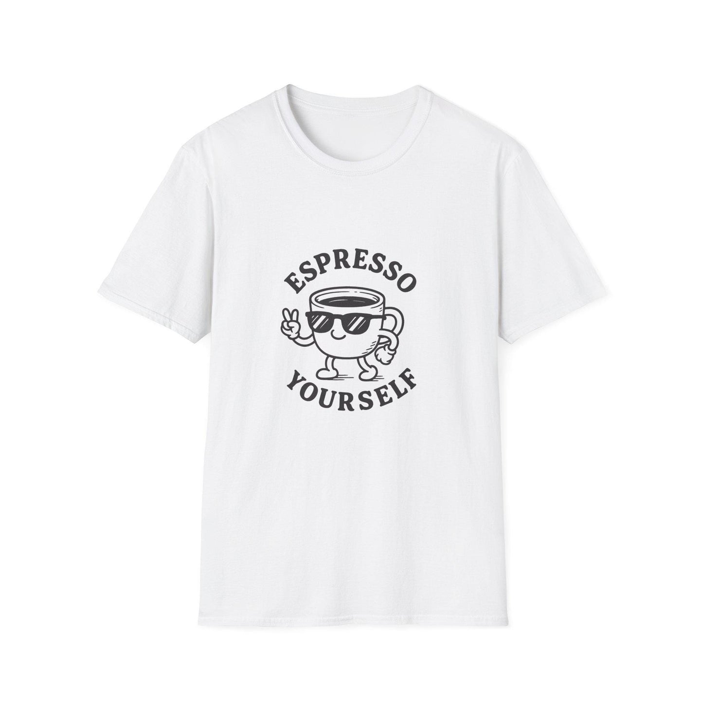Espresso Yourself Unisex Softstyle T-Shirt, Coffee Lover Tee, Funny Cafe Shirt, Gift for Baristas, Quirky Graphic T-Shirt