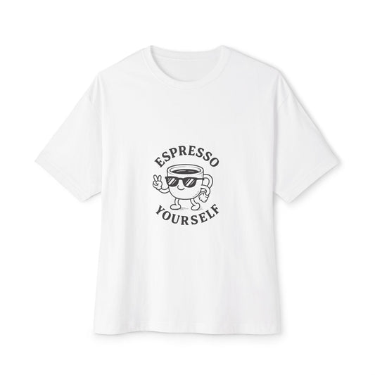 Espresso Yourself Oversized Tee | Funny Coffee Shirt | Unisex Boxy Tee | Gift for Coffee Lovers | Casual Fashion | Comfy Everyday Wear