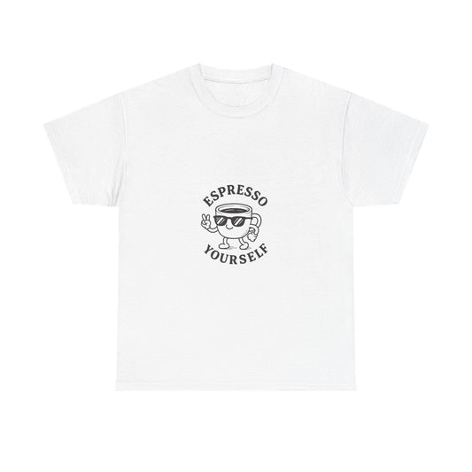 Espresso Yourself Graphic Tee, Retro Coffee Shirt, Funny Gift for Baristas, Cute Casual Wear, Unisex Cotton T-Shirt